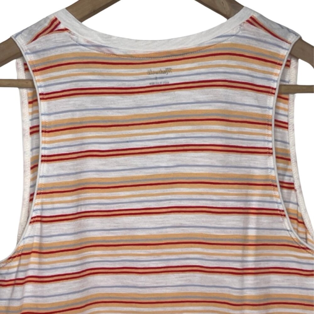 MADEWELL | Orange Striped Whisper Cotton V-Neck Pocket Tank | Size S - Picture 6 of 13